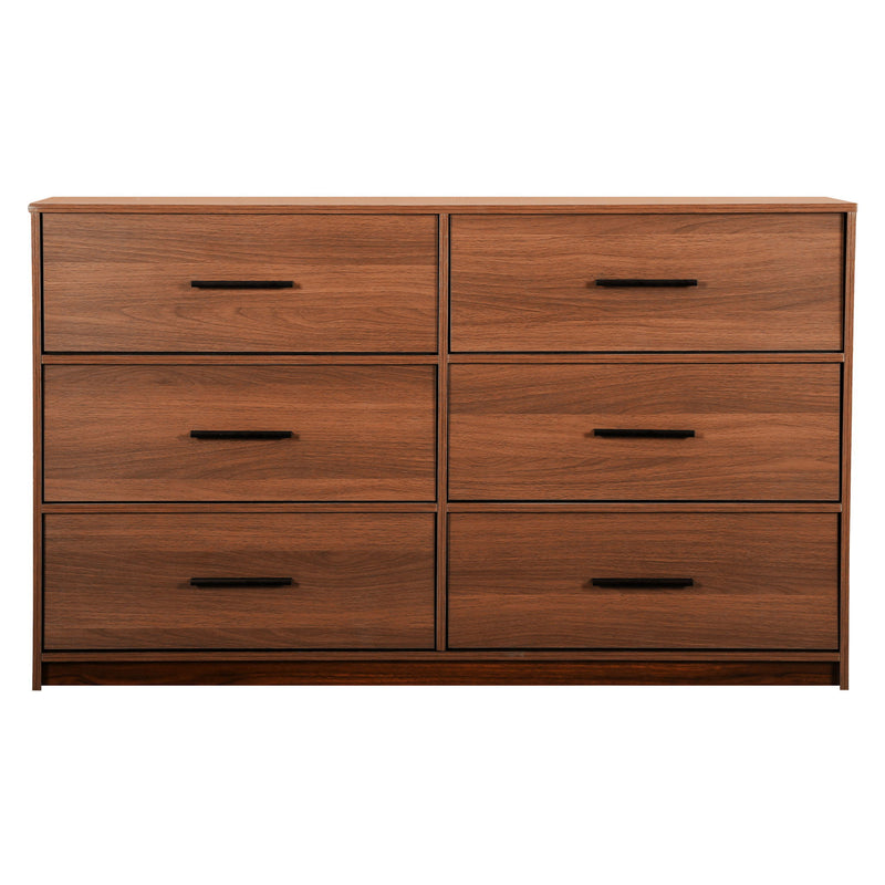 Wood Six Drawer Dresser - Walnut