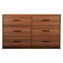 Load image into Gallery viewer, Wood Six Drawer Dresser - Walnut
