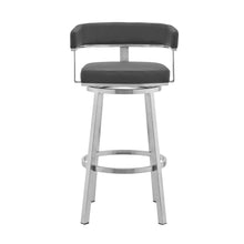 Load image into Gallery viewer, 34" Faux Leather Swivel Low Back Counter Height Bar Chair - Gray / Silver
