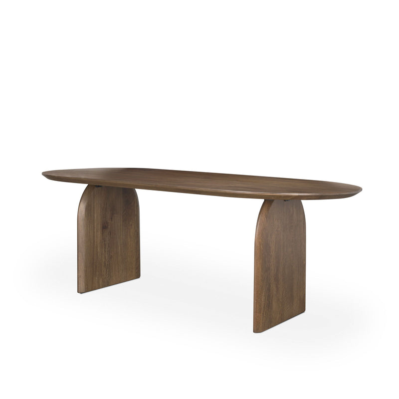 Solid Wood Double Pedestal Base Oval Dining Table (727874) - Brown