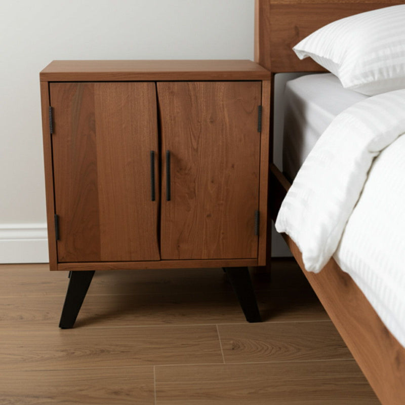 Solid Wood Square Live Edge Nightstand - Brown