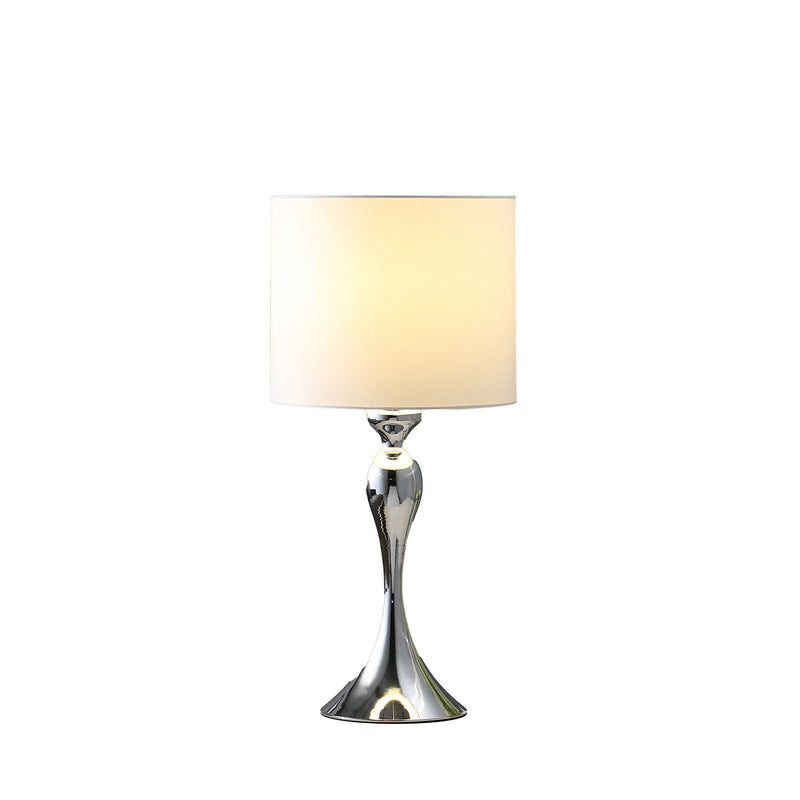 Sleek Table Lamp With Off-White Drum Shade - Silver