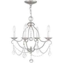 Load image into Gallery viewer, 18" Four Light Metal Dimmable Chandelier With Shades - Nickel
