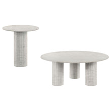 Load image into Gallery viewer, Preston - 2 Piece Coffee And End Table Set With Cylindrical Pedestal Bases, Round Design - White
