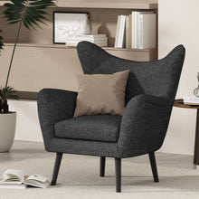 Load image into Gallery viewer, Mid - Century Modern Arm Chair With Wingback Design Wood Legs
