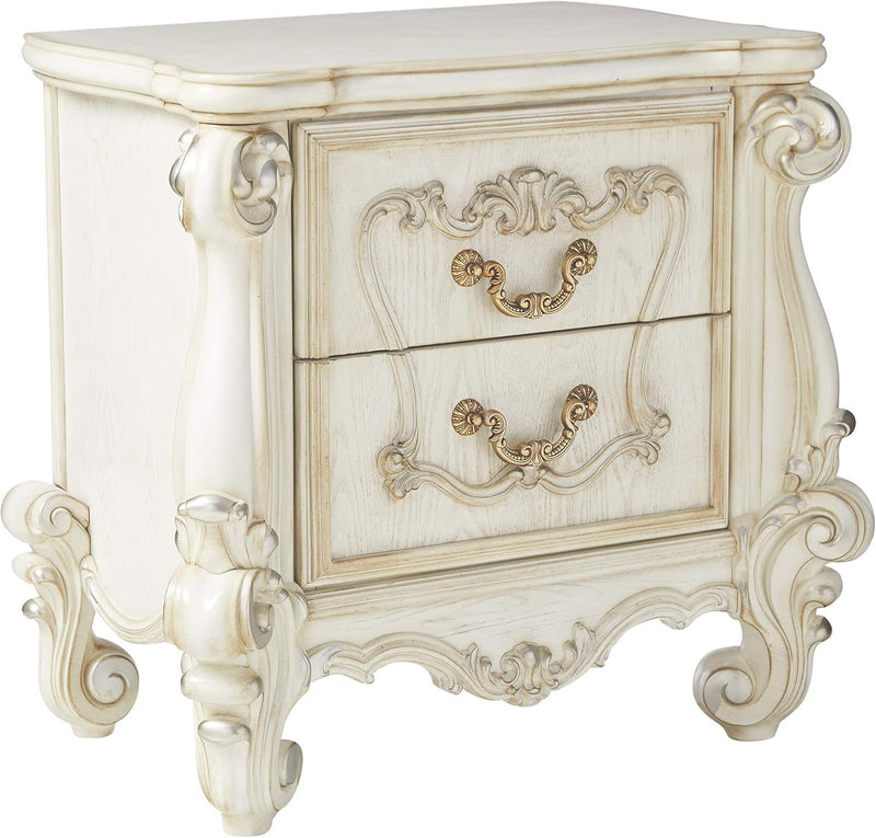 31" Wood Two Drawer Nightstand - White