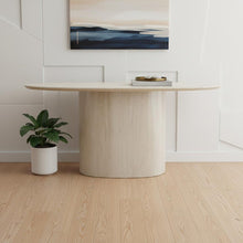 Load image into Gallery viewer, Genuine Marble And Stone Oval Pedestal Console Table - Beige
