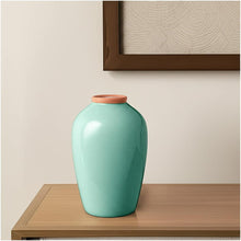 Load image into Gallery viewer, Round Table Vase - Aqua / Terra Cotta
