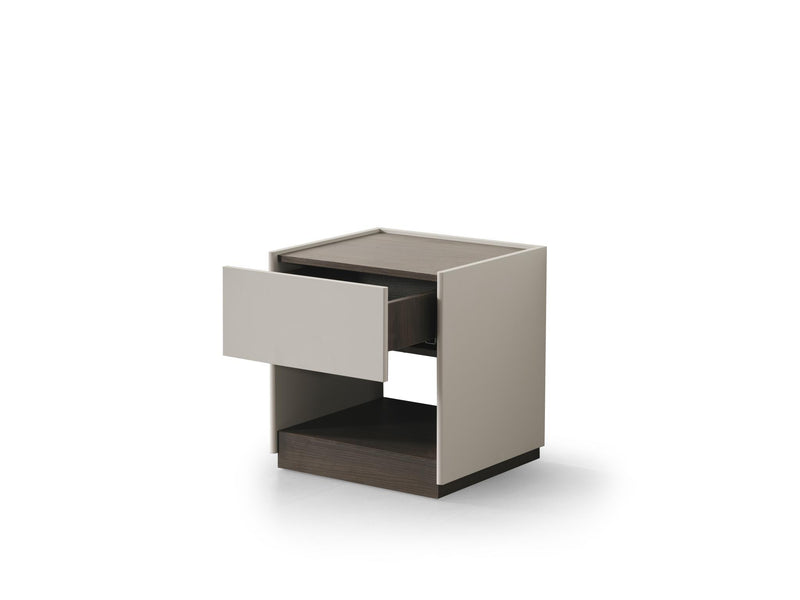 Wood One Drawer Nightstand - Light Gray And Walnut