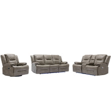 Load image into Gallery viewer, Home Theater Recliner Set Manual Recliner Chair With A LED Light Strip Two Built-In Cup Holders For Living Room
