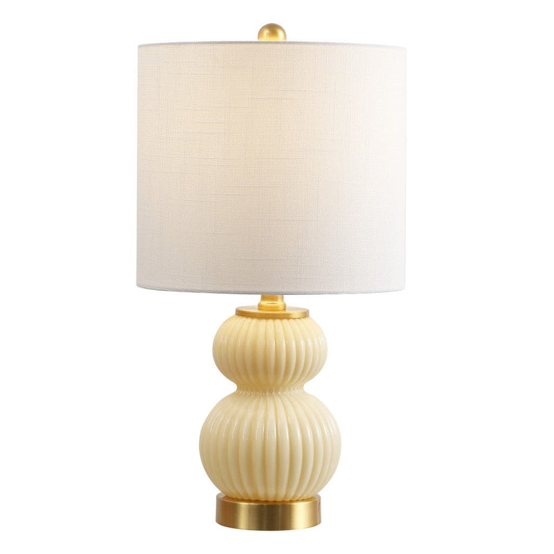 Gourd Table Lamp LED With Drum Shade - Ivory