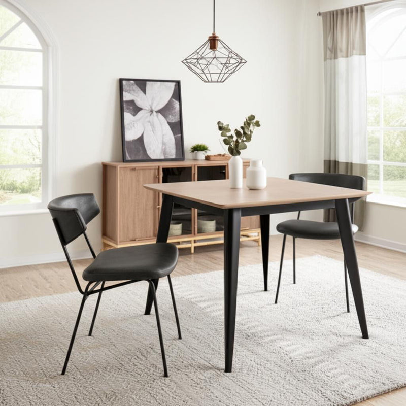 Faux Leather Open Back Dining Side Chairs (Set of 2) - Black