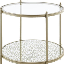 Load image into Gallery viewer, Glass Metal Round End Table With Shelf - Clear / Champagne
