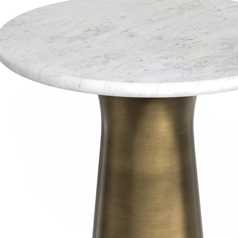 26" Metal Round End Table Trunk Storage - Antiqued Brass