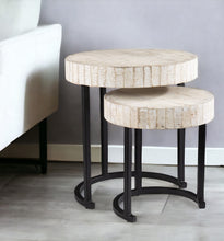 Load image into Gallery viewer, Solid Wood And Iron Round Nested Tables (Set of 2) - White
