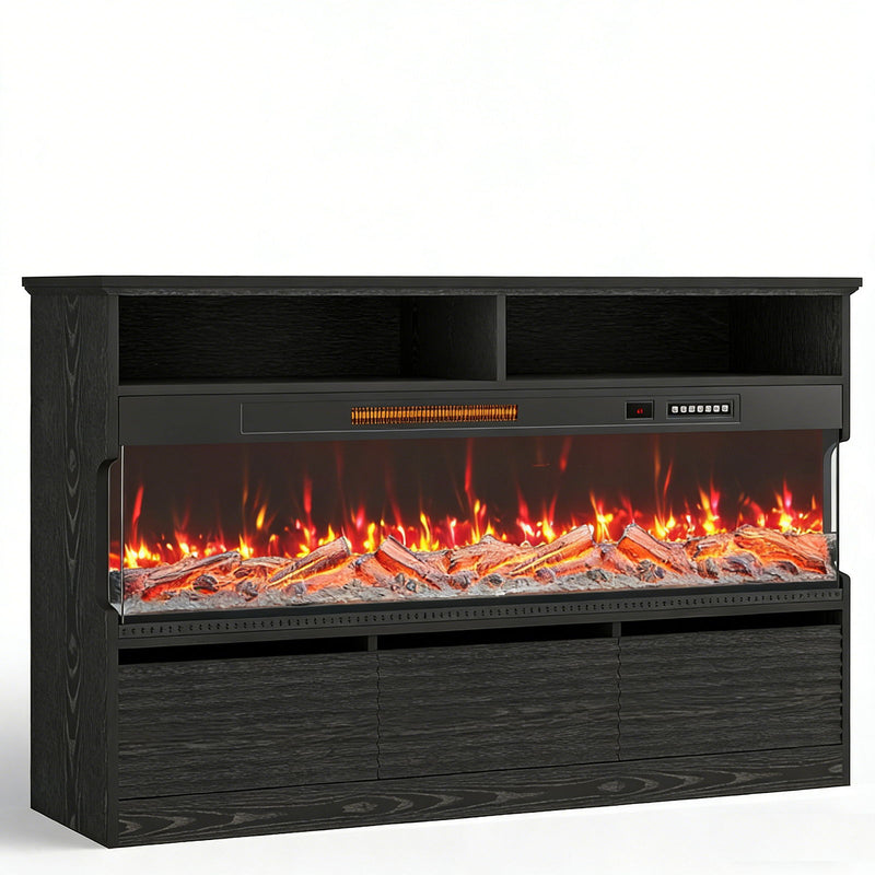 Wood Fireplace Entertainment Center With Fireplace (723793) - Black