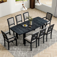 Load image into Gallery viewer, Topmax - Rustic Extendable Dining Table Set With Removable Leaf, 6 Upholstered Armless Dining Chairs And 2 Padded Arm Chairs, 9 Pieces
