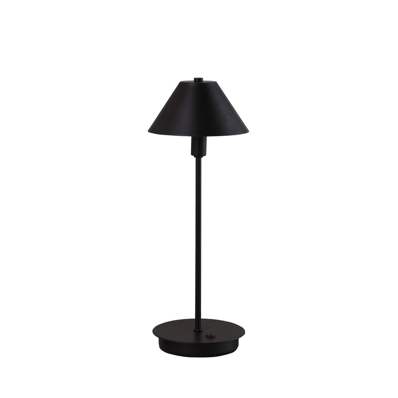 Metal Bedside Table Lamp With Black Cone Shade - Black
