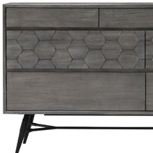 Load image into Gallery viewer, Honeycomb Carved Solid Wood Six Drawer Double Dresser - Gray
