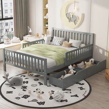 Load image into Gallery viewer, Platform Bed With Guardrails On Both Sides And 2 Storage Drawers
