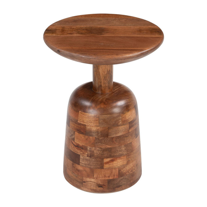 22" Modern Wood Pedestal End Table - Brown