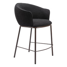 Load image into Gallery viewer, 26" Shearling And Steel Counter Height Bar Chair - Black / Bronze
