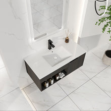 Load image into Gallery viewer, Wall Mounted Floating Bathroom Vanity With Open Shelf &amp; Soft Close Door

