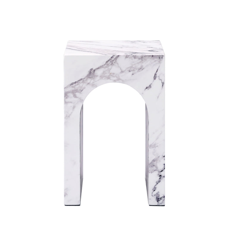 Concrete Square Sled End Table - White
