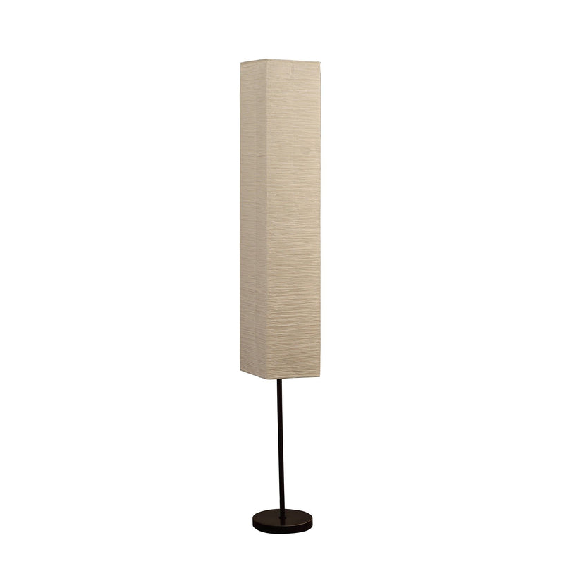 Column Floor Lamp With Off-White Rectangular Paper Shade - Black