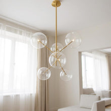 Load image into Gallery viewer, Sputnik Four Light Metal Chandelier With Shades - Antiqued Brass
