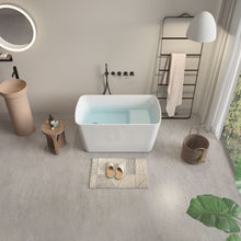 Load image into Gallery viewer, 49'' Acrylic Freestanding Soaking Bathtub, Square-Shape Japanese Soaking Hot Tub, Sit-In Design With Chrome Overflow And Drain For Express Delivery 23Amazing-49 (W1920P179228) - Glossy White
