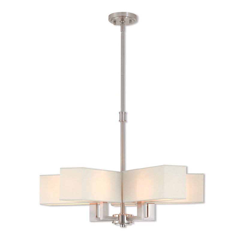 21" Five-Light Dimmable Chandelier With Shades - Nickel
