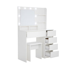 Load image into Gallery viewer, Wood Five Drawer Vanity Table - White
