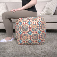 Load image into Gallery viewer, Amelia - Handcrafted Fabric Pouf, Rustic Elegance - Multicolored

