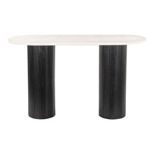 Load image into Gallery viewer, Genuine Marble And Solid Wood Oval Double Pedestal Console Table - White / Black
