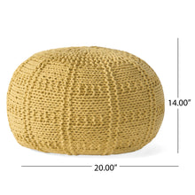 Load image into Gallery viewer, Yuny - Knitted Cotton Round Pouf With Modern Design - Yellow
