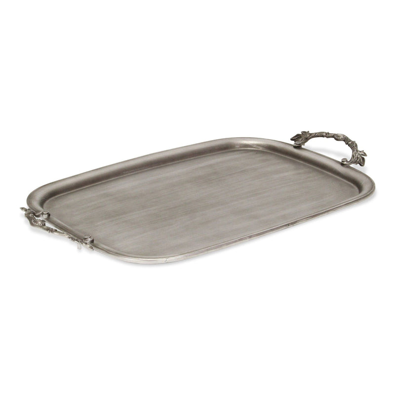 19" Cast Iron Handmade Vanity Tray With Handles - Silver