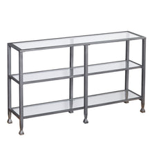 Load image into Gallery viewer, Glass Distressed Frame Console Table With Shelves - Clear / Silver
