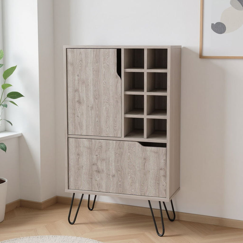 Light Bar Cabinet With Two Door Panels - Gray