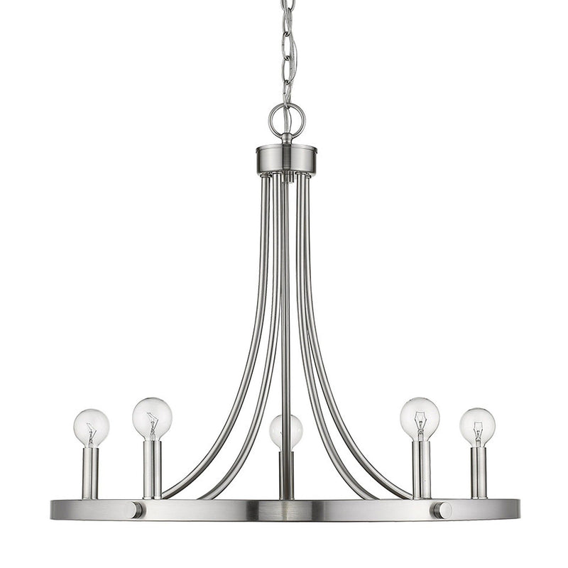 Candle Style Five Light Dimmable Chandelier - Silver