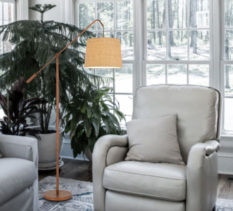 Adjustable Traditional Shaped Floor Lamp With Rust Drum Shade - Rust