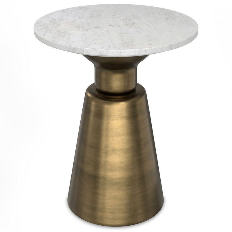 20" Metal Round End Table Trunk Storage - Antiqued Brass