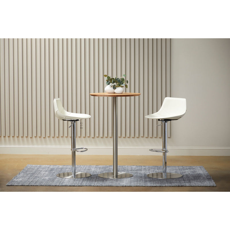 Metallic Rounded Steel Bar Table - Wood Brown And Silver