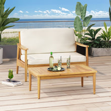 Load image into Gallery viewer, Outdoor Acacia Wood Loveseat Set With Coffee Table
