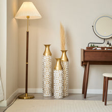Load image into Gallery viewer, Mother's Day Gift Set Gilded White 3D Relief Flower Metal Vase Set - White / Gold
