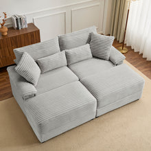 Load image into Gallery viewer, Double Chaise Lounge Set With Reversible Storage Ottomans, USB Port
