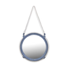 Load image into Gallery viewer, 13" Metal And Rope Round Accent Mirror - Blue / White
