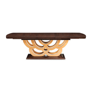 Camellia Field - Rectangular Pedestal Dining Table - Dark Brown / Gold