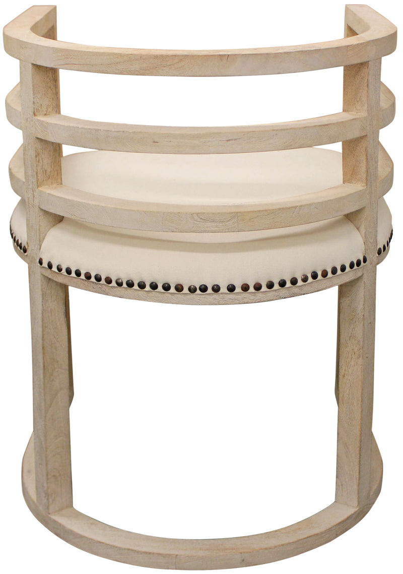 Upholstered Linen Curved Back Dining Arm Chair - Natural