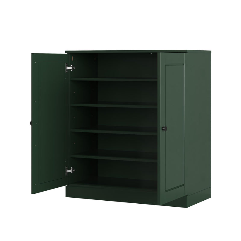 Twenty Pair Solid Woodshoe Storage Cabinet (752365) - Green